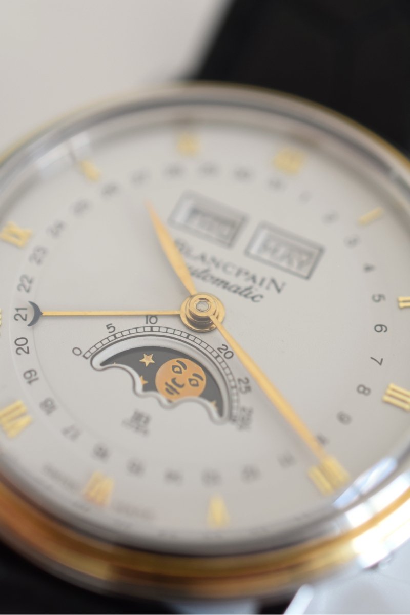 Montre BLANCPAIN "Villeret" en or jaune, acier et cuir - Castafiore