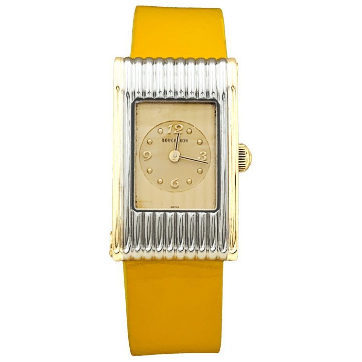 Montre BOUCHERON "Reflet" en or jaune, acier et cuir - Castafiore