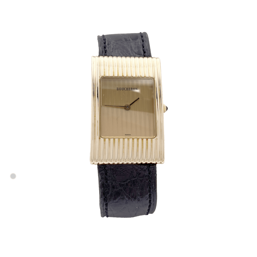Montre BOUCHERON "Reflet" en or jaune et cuir - Castafiore