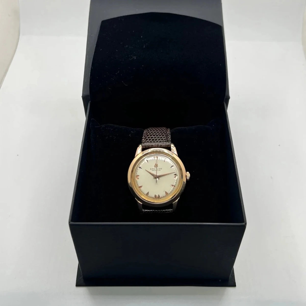 Montre BREITLING "Genève" plaqué or rose, acier et cuir - Castafiore