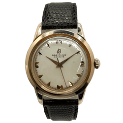 Montre BREITLING "Genève" plaqué or rose, acier et cuir - Castafiore