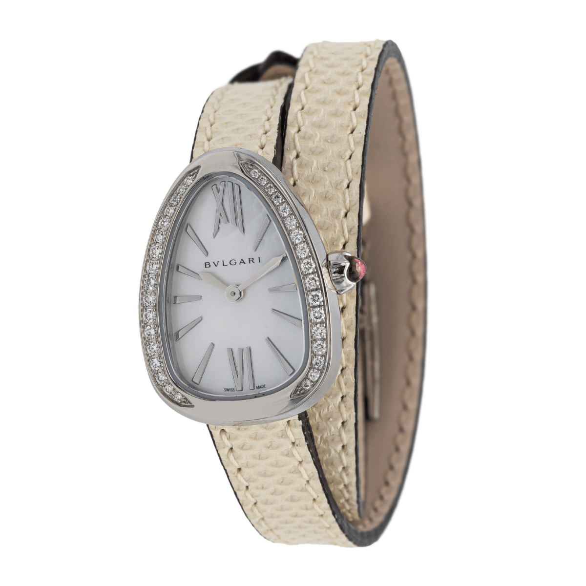 Montre BULGARI "SERPENTI" en acier et diamants - Castafiore