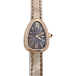Montre BULGARI "Serpenti" en or rose, acier, cuir et diamants - Castafiore