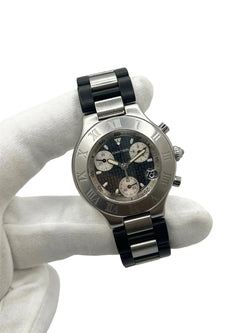 Montre CARTIER "21 Chronoscaph" en acier inoxydable et caoutchouc - Castafiore