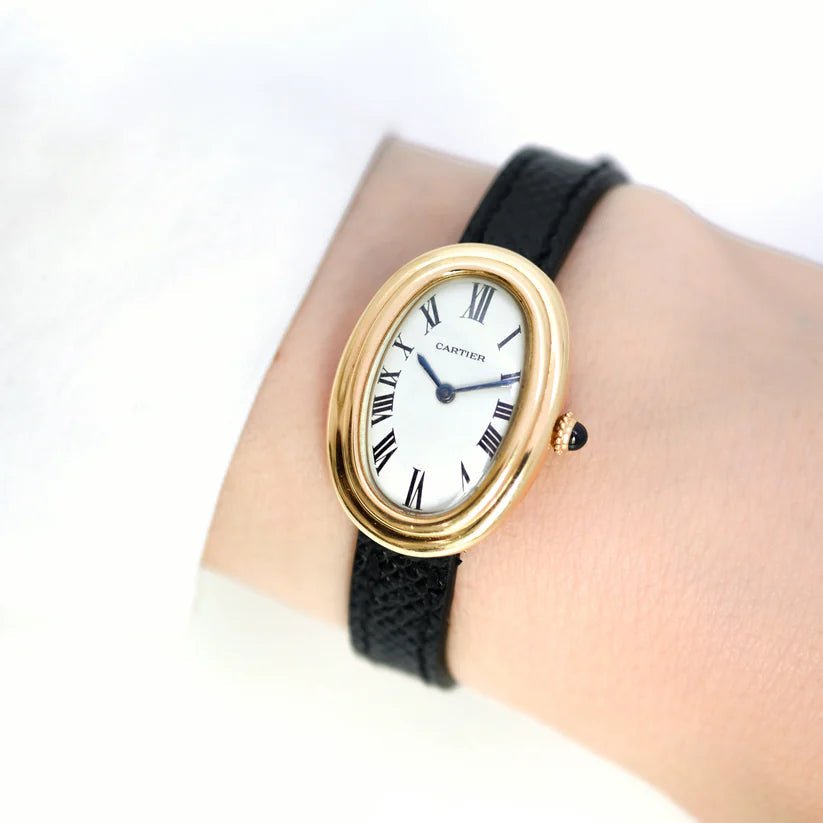 Montre CARTIER "Baignoire" en jaune et cuir - Castafiore