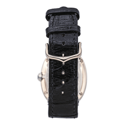 Montre CARTIER "Baignoire" en or blanc, saphir et cuir - Castafiore