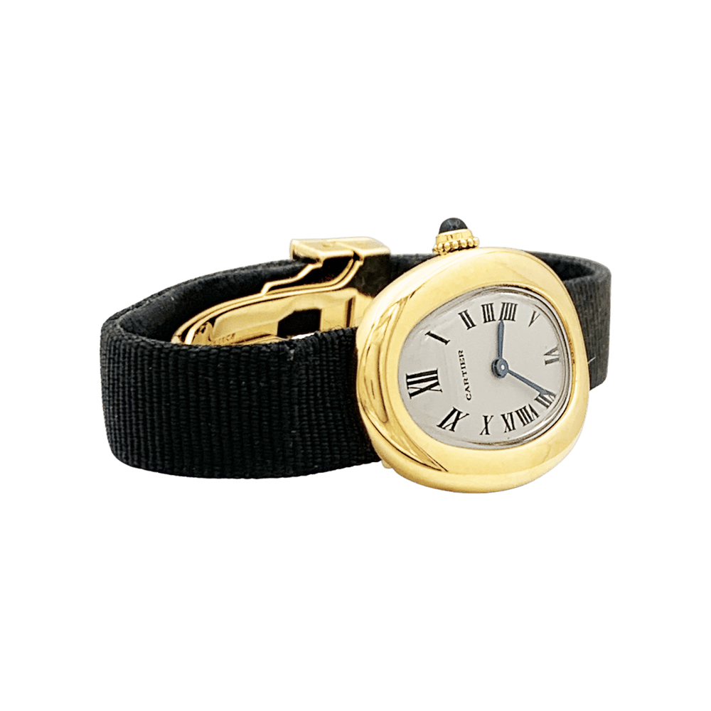 Montre CARTIER "Baignoire" en or jaune, acier et cuir - Castafiore