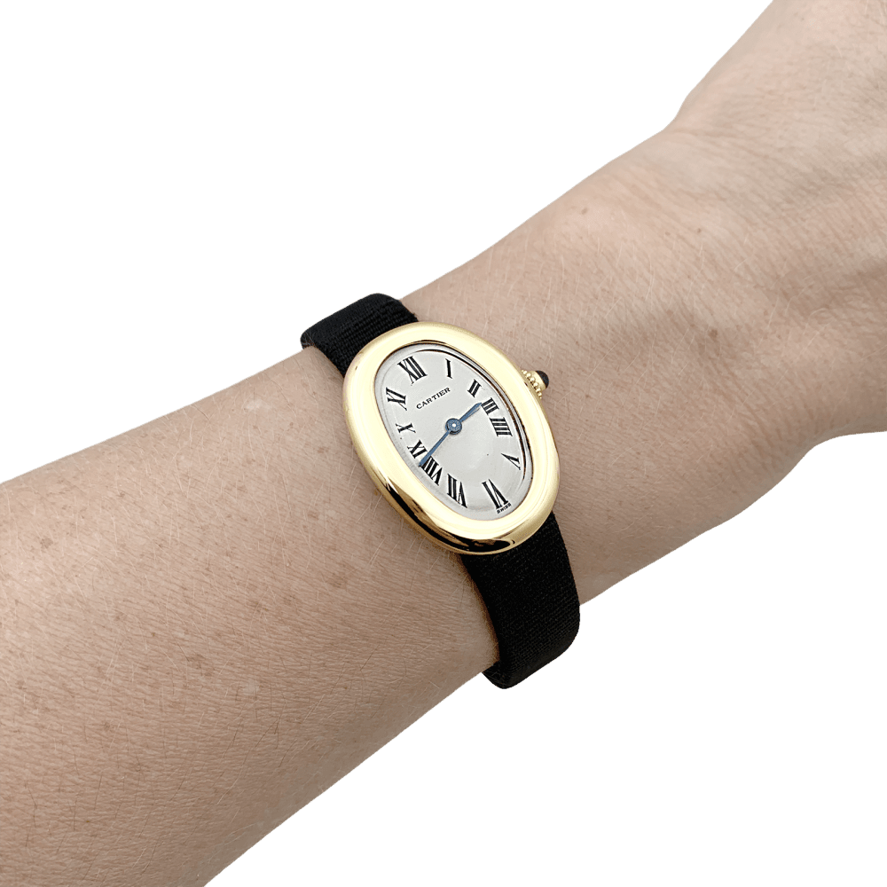 Montre CARTIER "Baignoire" en or jaune, acier et cuir - Castafiore