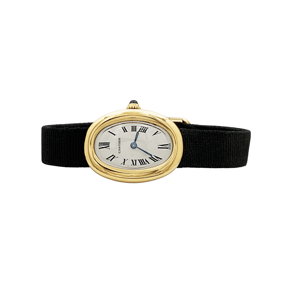 Montre CARTIER "Baignoire" en or jaune, acier et cuir - Castafiore