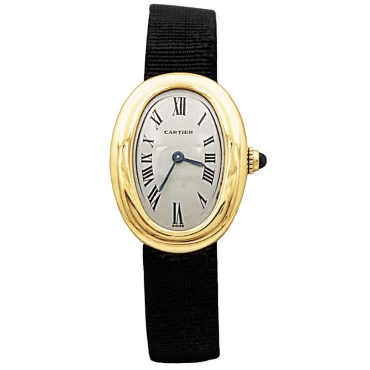 Montre CARTIER "Baignoire" en or jaune, acier et cuir - Castafiore