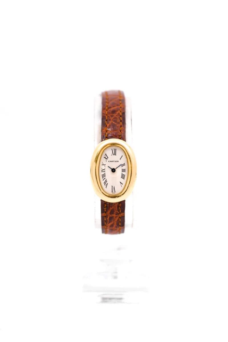 Montre CARTIER "Baignoire" en or jaune et cuir - Castafiore