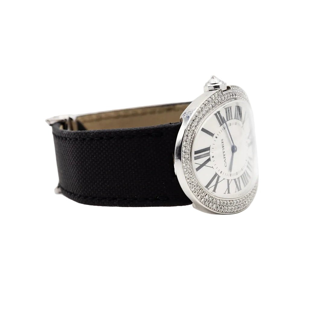 Montre CARTIER "Baignoire" XL en or blanc et diamants - Castafiore