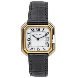 Montre CARTIER "Ceinture" en or jaune et cuir - Castafiore