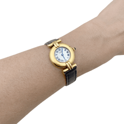 Montre CARTIER "Colisée Must" en argent, cuir et acier - Castafiore