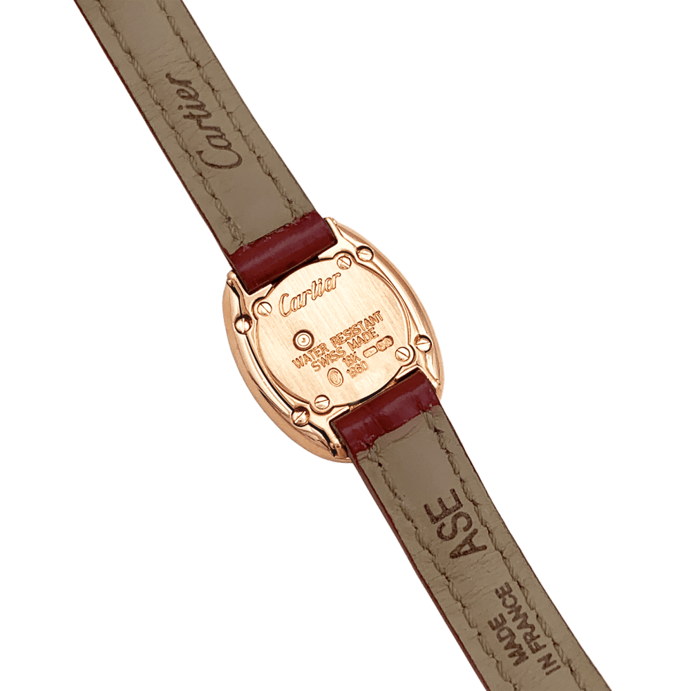 Montre CARTIER "Mini Baignoire" en or jaune, acier et cuir - Castafiore