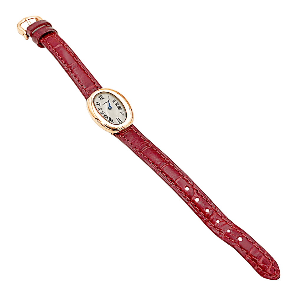 Montre CARTIER "Mini Baignoire" en or jaune, acier et cuir - Castafiore