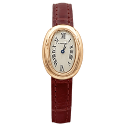 Montre CARTIER "Mini Baignoire" en or jaune, acier et cuir - Castafiore