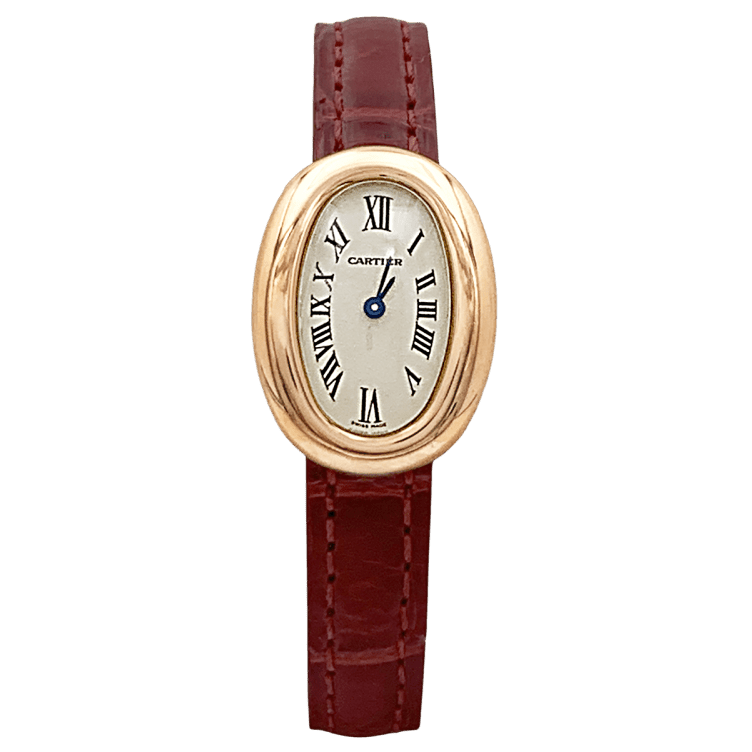 Montre CARTIER "Mini Baignoire" en or jaune, acier et cuir - Castafiore
