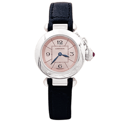 Montre CARTIER "Miss Pasha" en acier et cuir - Castafiore