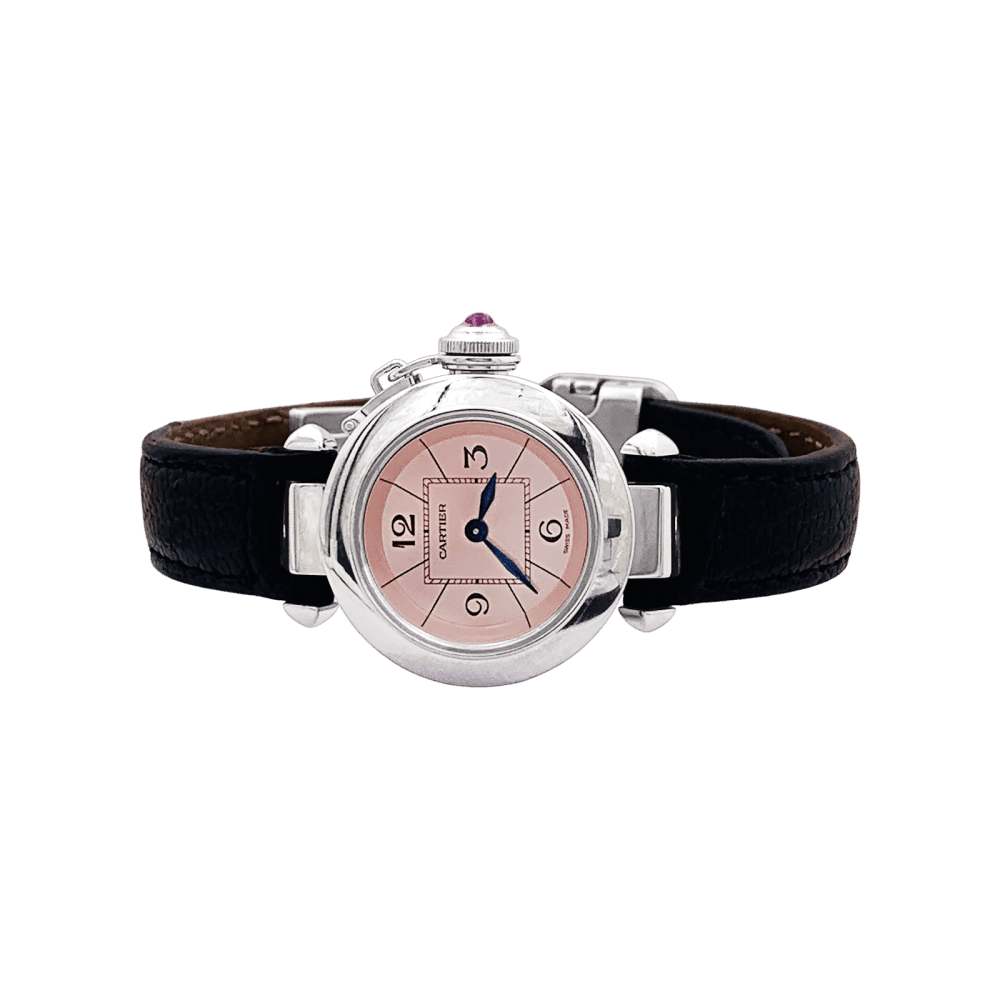 Montre CARTIER "Miss Pasha" en acier et cuir - Castafiore