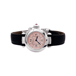 Montre CARTIER "Miss Pasha" en acier et cuir - Castafiore