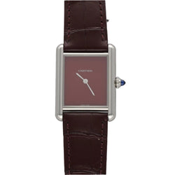 Montre CARTIER "Must Tank" en acier, cuir et quartz - Castafiore
