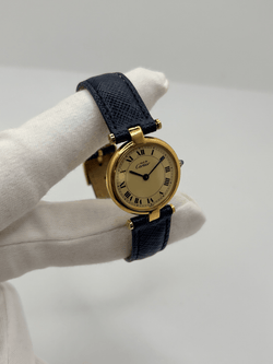 Montre CARTIER "Must Vendôme" PM en vermeil et cuir - Castafiore