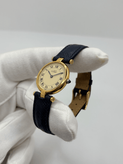 Montre CARTIER "Must Vendôme" PM en vermeil et cuir - Castafiore