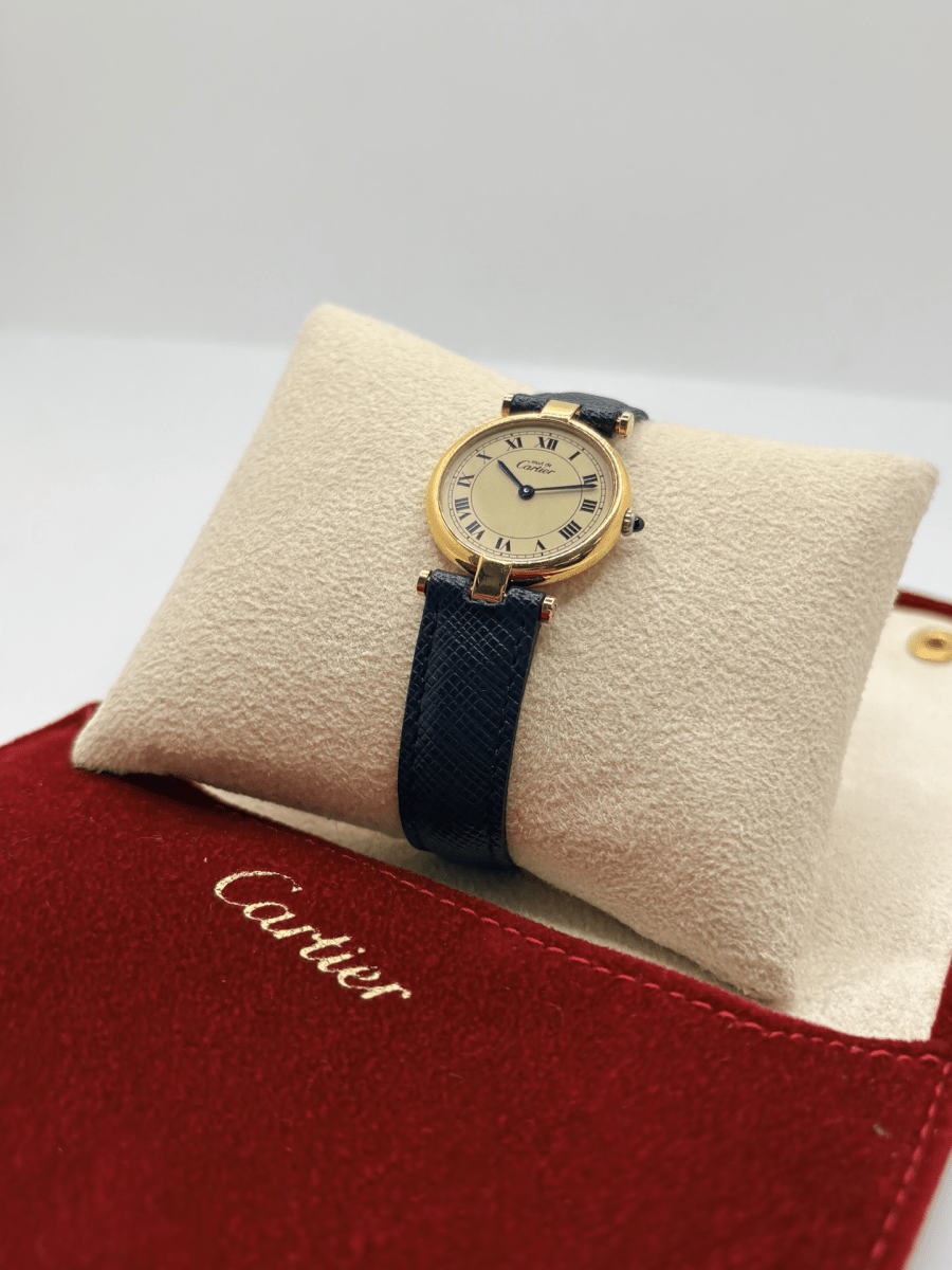 Montre CARTIER "Must Vendôme" PM en vermeil et cuir - Castafiore