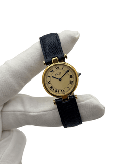 Montre CARTIER "Must Vendôme" PM en vermeil et cuir - Castafiore