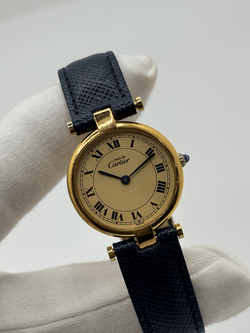 Montre CARTIER "Must Vendôme" PM en vermeil et cuir - Castafiore