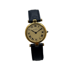 Montre CARTIER "Must Vendôme" PM en vermeil et cuir - Castafiore