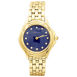Montre CARTIER "Panthère Cougar" en or jaune, émail et diamants - Castafiore