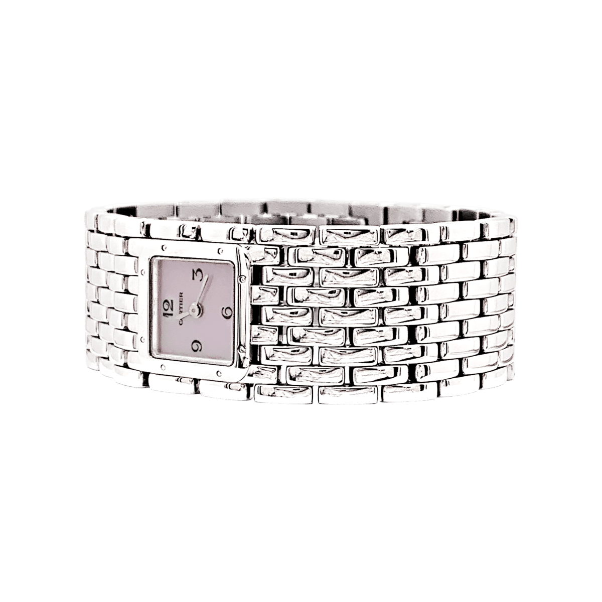 Montre CARTIER "Panthère Ruban" en acier et nacre - Castafiore