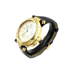 Montre CARTIER "Pasha" en or jaune et cuir - Castafiore