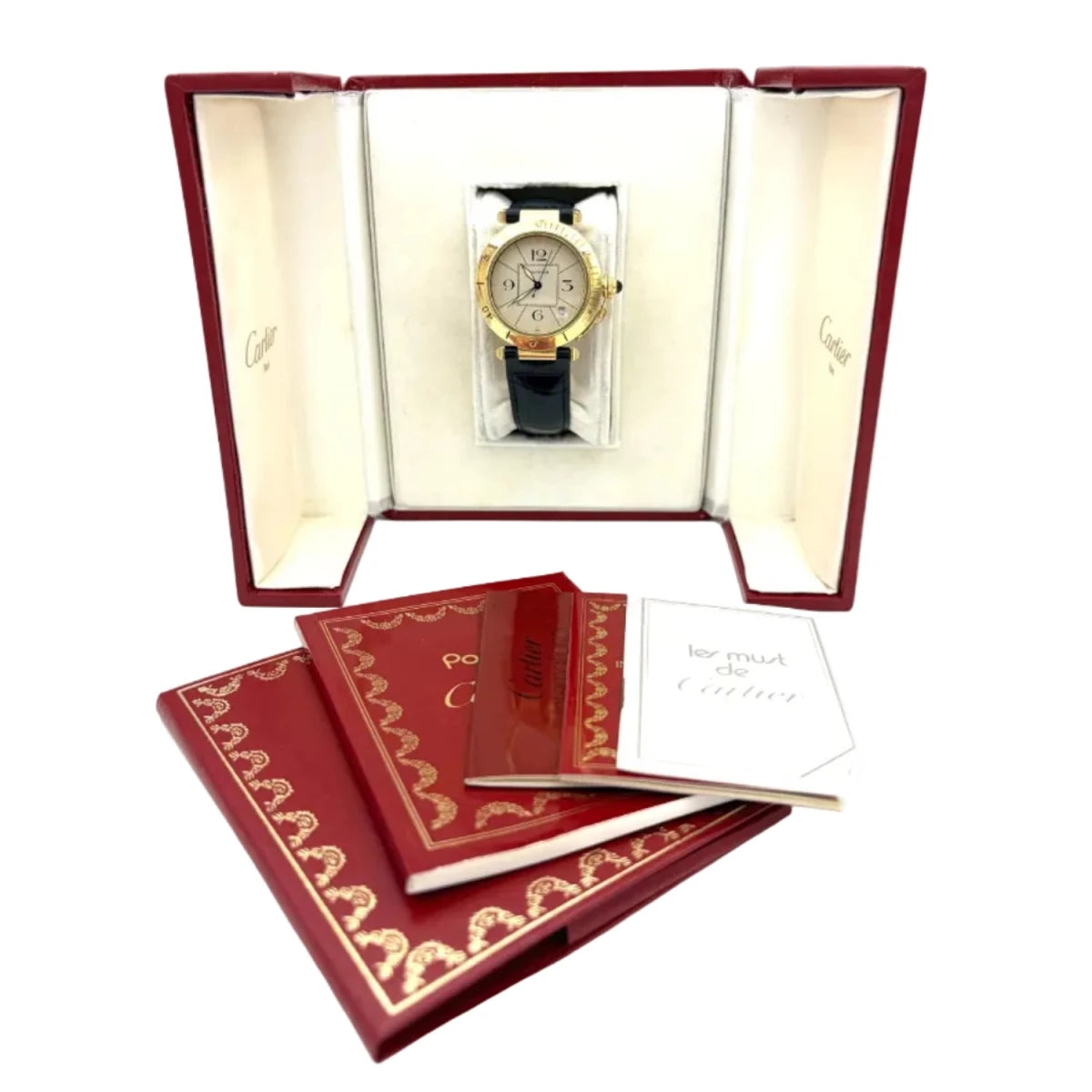 Montre CARTIER "Pasha" en or jaune et cuir - Castafiore