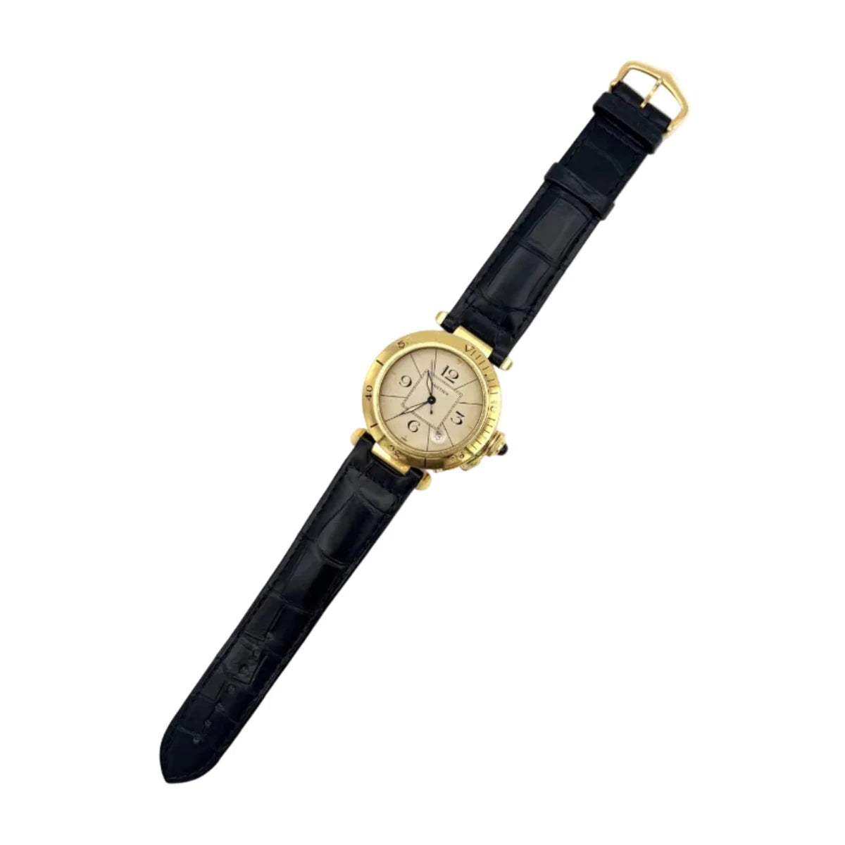 Montre CARTIER "Pasha" en or jaune et cuir - Castafiore