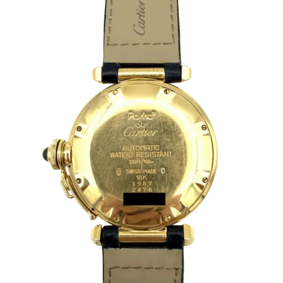 Montre CARTIER "Pasha" en or jaune et cuir - Castafiore