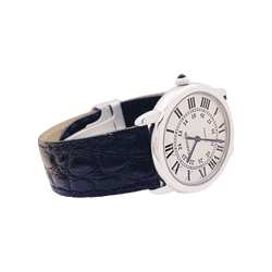 Montre CARTIER "Ronde Solo" en acier, cuir et argent - Castafiore