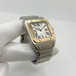Montre CARTIER "Santos 100" en or jaune et acier inoxydable - Castafiore