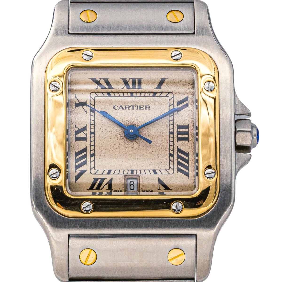 Montre CARTIER "Santos" en or jaune, acier et quartz - Castafiore