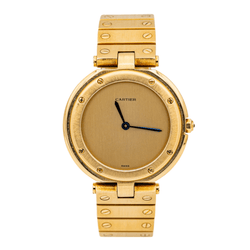 Montre CARTIER "Santos Vendôme" en or jaune et saphir - Castafiore