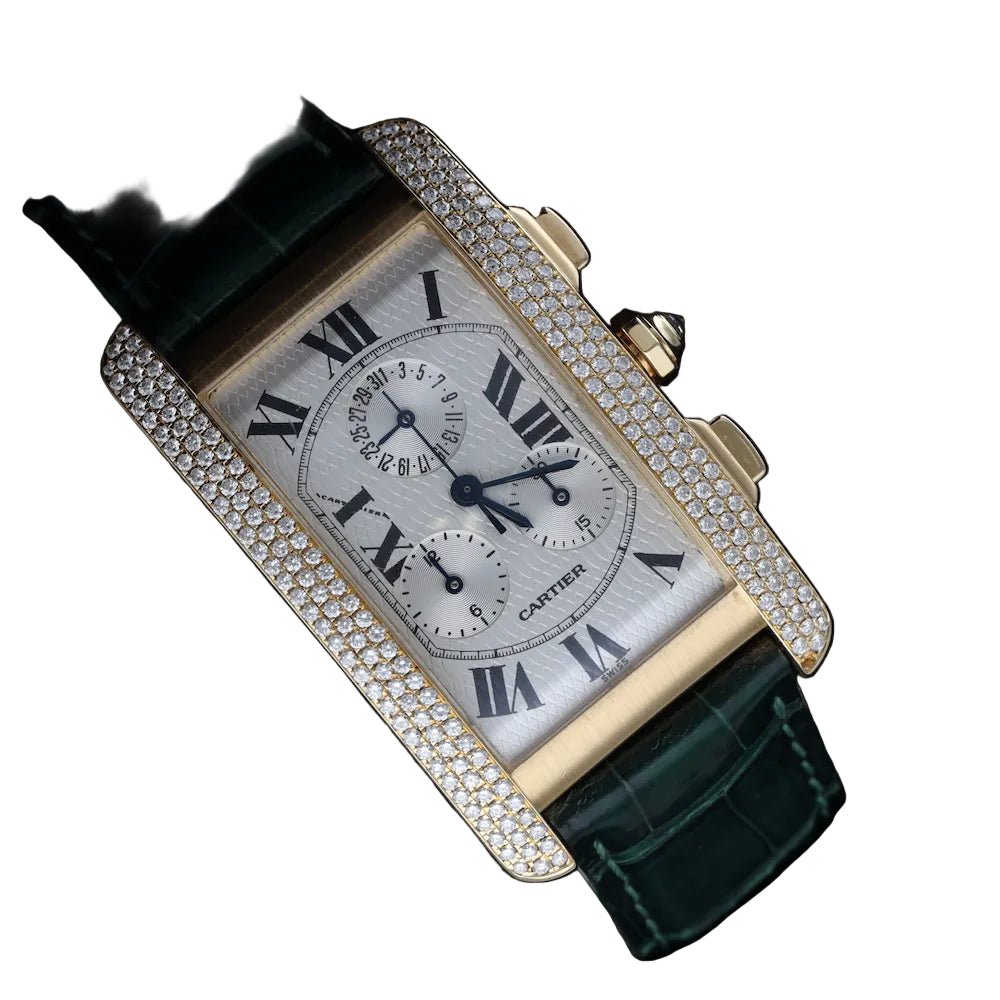 Montre CARTIER "Tank Américaine" GM en or jaune et diamants - Castafiore