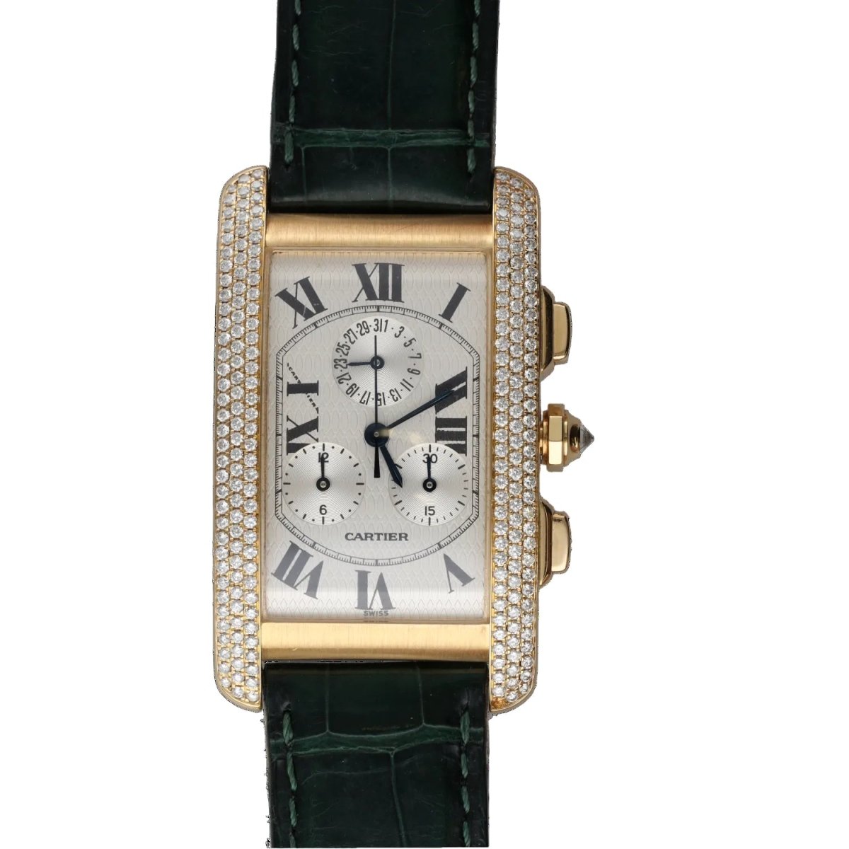 Montre CARTIER "Tank Américaine" GM en or jaune et diamants - Castafiore