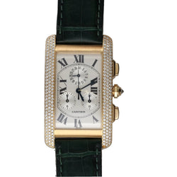 Montre CARTIER "Tank Américaine" GM en or jaune et diamants - Castafiore