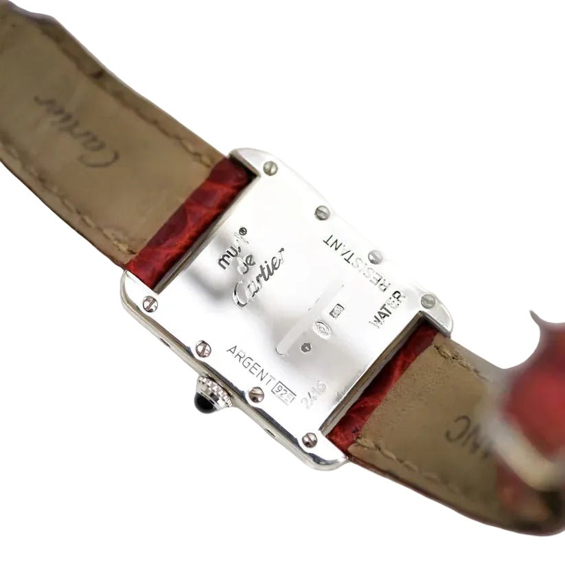 Montre CARTIER "Tank" en argent et cuir - Castafiore