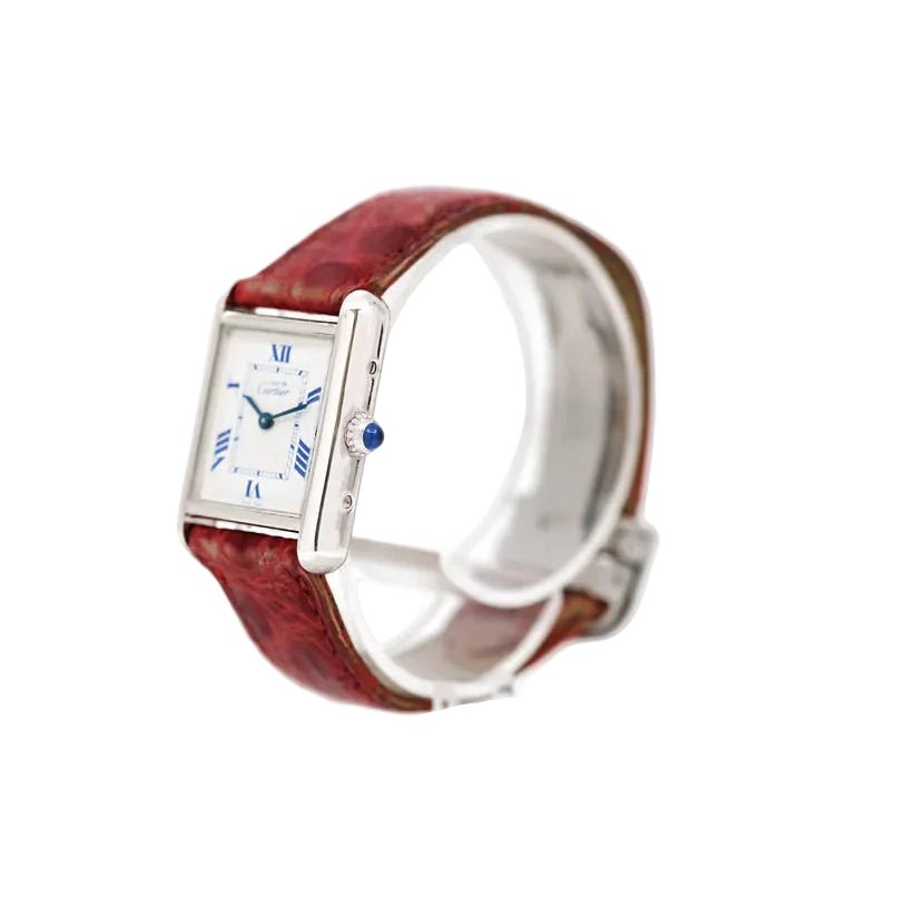 Montre CARTIER "Tank" en argent et cuir - Castafiore
