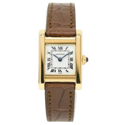 Montre CARTIER "Tank" en or jaune et cuir - Castafiore
