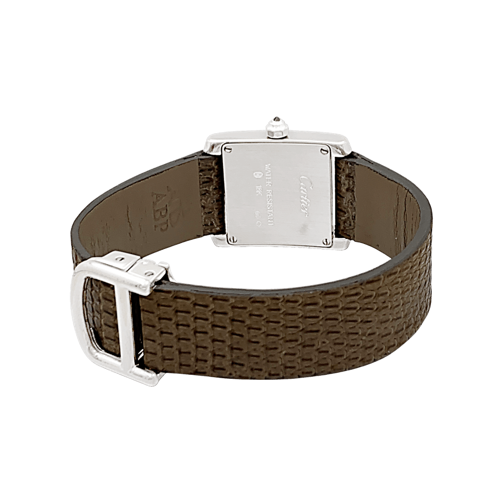 Montre CARTIER "Tank Française" en or blanc, cuir, acier et diamants - Castafiore