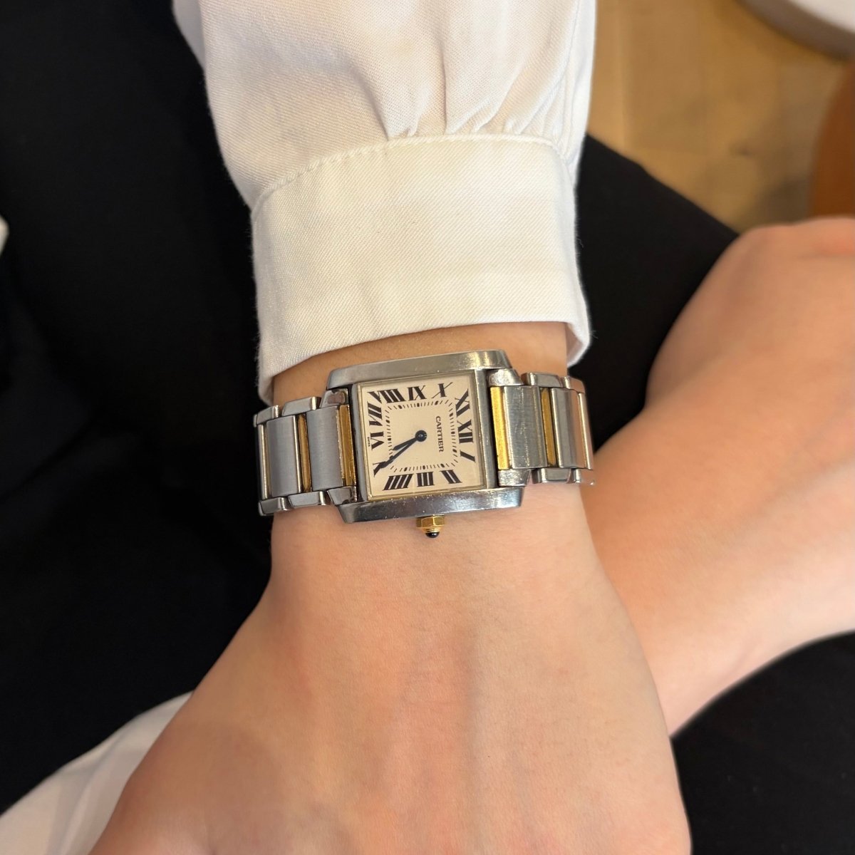 Montre CARTIER Tank française en or jaune et acier